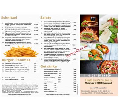 Speisekarte Pizzeria