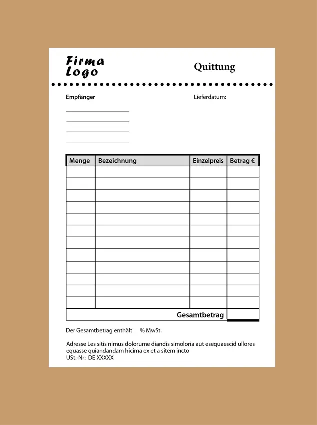 Quittungsblock Imbiss, Lieferservice